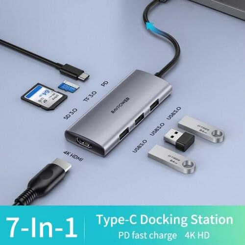 High-Quality Type C Hub USB 2.0/3.0 C Docking Station HDMI Compatible TF SD Card Reader PD for MacbookPro Computer Mobile Phone
