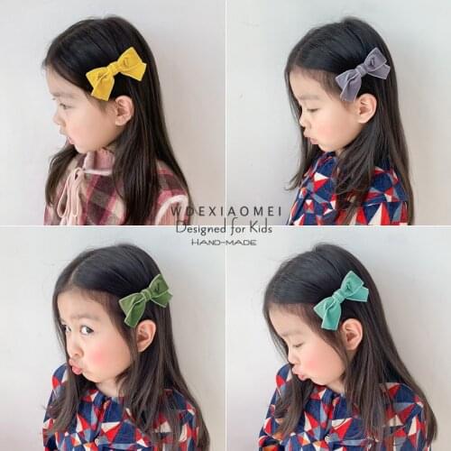 Cute Colour Bows Hair Clip HairPins Women Girls Hairgrips Sweet Velvet Bowknot Hair Pin Barrettes Fashion Kids Hair Accessories