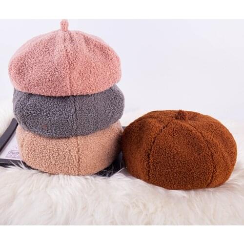 Lady Spring Winter Berets Hat Painter Style Hat Women Wool Vintage Berets Solid Color Caps Female Bonnet Warm Walking Cap
