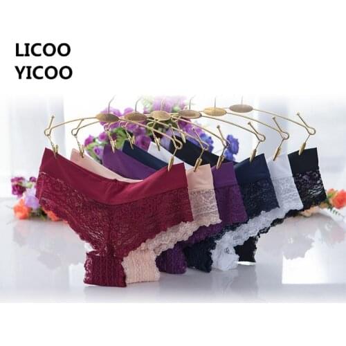 Ladies Lace Panties Sexy Low-Rise Briefs Womens Breathable Intimates Cotton Lingerie Lady Girl Tempting Transparent Underwear