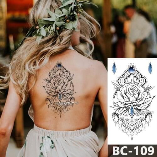 1 Sheet Chest Body Tattoo Temporary Waterproof Jewelry Heart shaped lock feather wings Pattern Decal Waist Art Tattoo Sticker