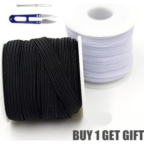 1/Roll 3mm-12mm Width Polyester Elastic Bands For Clothes Garment Sewing Accessories White And Black