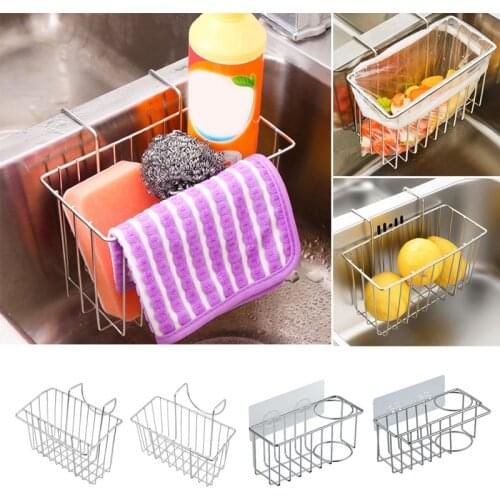 1pc Stainless Steel Kitchen Sink Storage Basket Hanging Drain Rack Sink Storage Organizer Rack Storage Tool Sink Filter Shelf