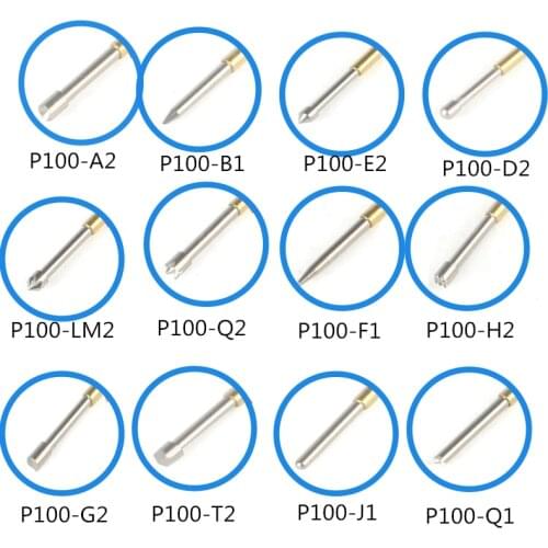 100 PCS Brass Nickel Plated Metal Compression Test Needle P100 - A2 / B1 / E2 / D2 / Q1 Q2 / LM2 / H2 / G2 / J1 / T2/F1