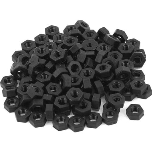 100 pcs M3 thread insert lock fixing screw nylon nuts hexagonal black