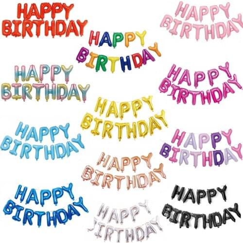 13pc 16 inch rose gold Letters HAPPY BIRTHDAY Foil Balloons Happy Birthday Party Decorations Kids BabyShower Inflatable Globos