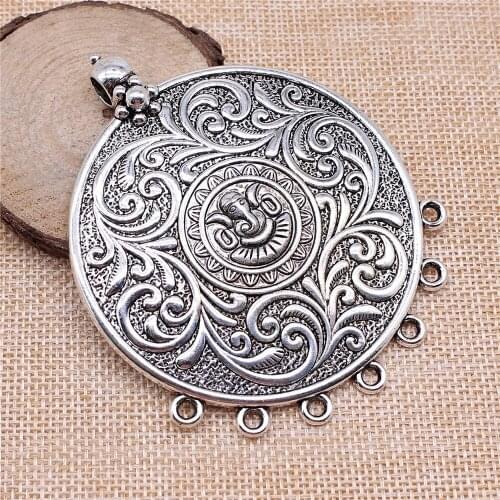 2pcs 69x86mm antique silver Xiangyun Elephant Disc charms diy retro jewelry fit Earring keychain hair card pendant