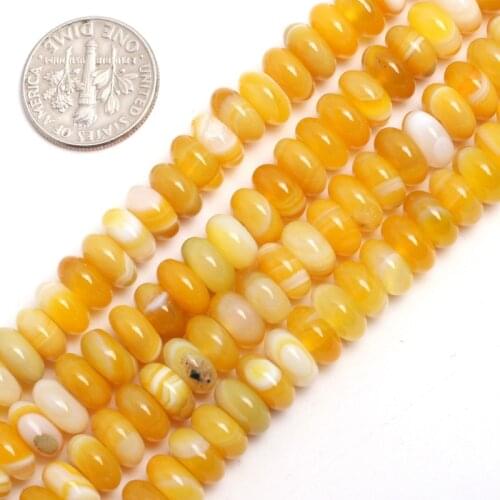 4X8MM Natural Rondelle Yellow Banded Agat e Spacer Stone Beads DIY Smooth Beads For Jewelry Making Bracelet Necklace 15inch