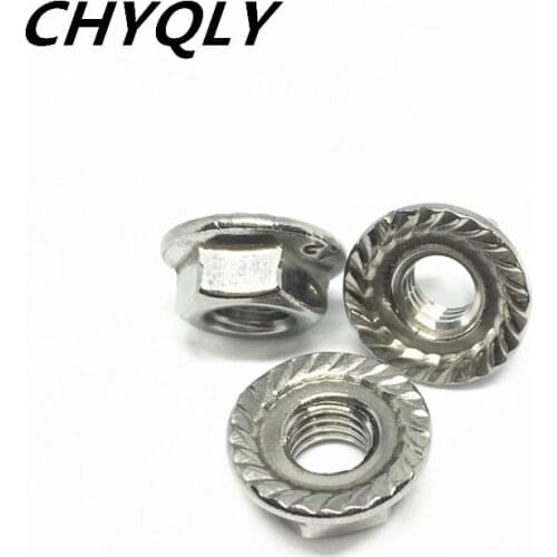 50pcs M4 M5 M6 M8 M10 M12 M16 Metric Thread 201 Stainless Steel Hex Head Flange Nuts Hi-Q