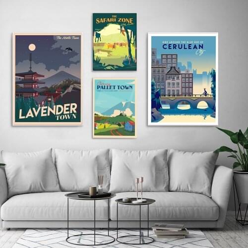 Abstract Landscape Mountain Town Ship Wall Art Canvas Painting Nordic Posters and Prints Wall Pictures for Living Home Decor