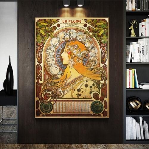 Alphonse Mucha Famous Illustration art Print on Canvas Posters And Prints Classical Art Nouveau Woman Art Pictures Home Decor