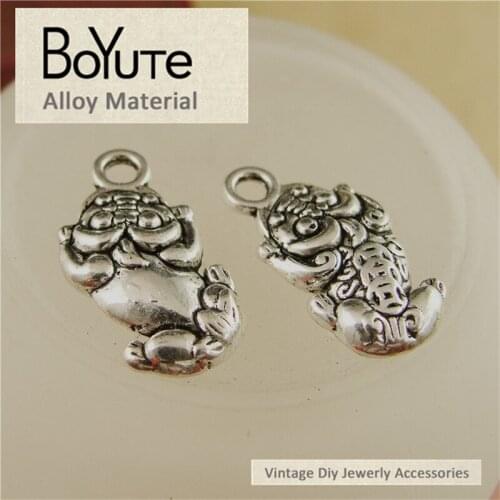 BoYuTe (100 Pieces/Lot) 10*19MM Wholesale Antique Silver Plated Metal Zinc Alloy Frog Charms for Diy Jewelry Making Accessories
