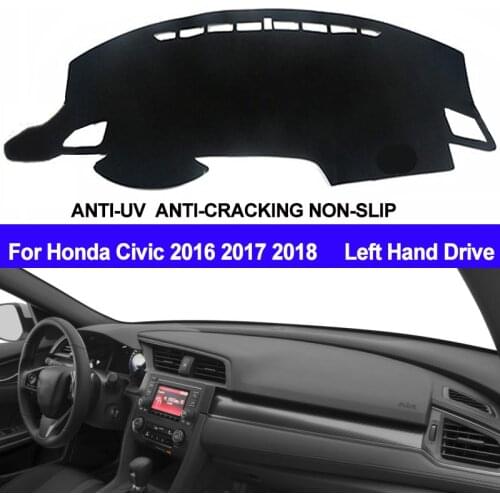 TAIJS Car Dashboard Cover Fit For Honda Civic 2016 2017 2018 Automobile Dash Mat Dashboard Pad Carpet Anti-UV Anti-slip