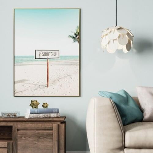 Coastal Decorative Beach Photography Canvas Poster, Blue Sea Landscape Picture Waves Canvas Print Beach Wall Art Picture