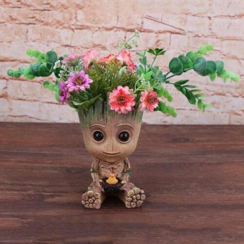 Baby Flowerpot Flower Pot Planter Pen Holder Desktop PVC Figures Toy Home Garden Flower Pot Plants Planter