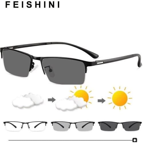 Feishini Light Weight 16G Eyeglasses Frame TR90 Computer Optical Glasses Frame Men Spectacle Frame Male Goggle Photochromic Lens