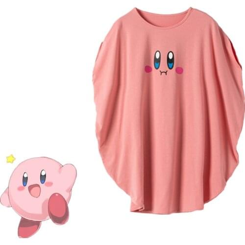 Harajuku Lolita T Shirt Kawaii Batwing Sleeve Shirts Super Star YUMMY x Kirby Loose Tops Ladies Homewear Summer Tee Girls T 2019