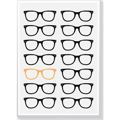 Hipster Glasses Wall Art Canvas Print and Poster Minimalist Glasses Canvas Painting Picture For Optical Shop Wall Decor