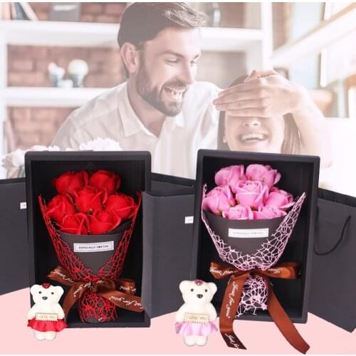 7pcs Artificial Flowers Forever Soap Rose Flower Small Bouquet Christmas Valentine Gift For Girlfriend Home Decoration