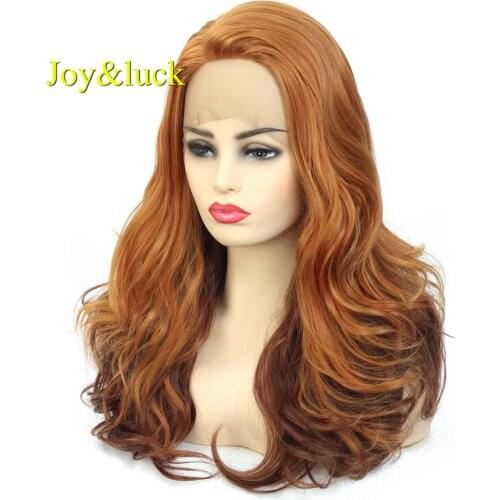 Joy&luck Long Lace Front Wig Synthetic Wig for Women 24inch Body Wave Ombre Brown Color Party Wigs