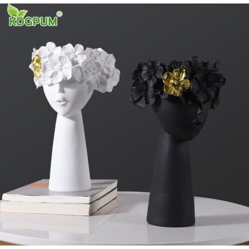 Modern Handmade Ceramic Vase Nordic Ins Resin Figure Dried Flower Flower Arrangement Simple Home Decoration Ornaments