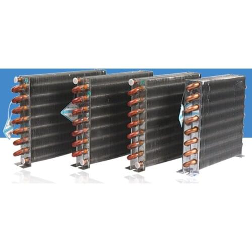 Freezer condenser copper pipe loop cold exhaust radiator refrigeration system fin heat exchanger