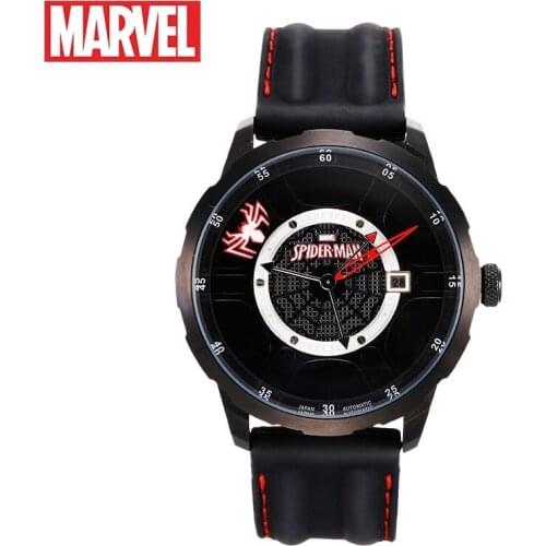 Disney Official Genuine Marvel SPIDER Man Casual Automatic Mechanical WristWatch Leather Stainless Steel 50m Waterproof Sapphire