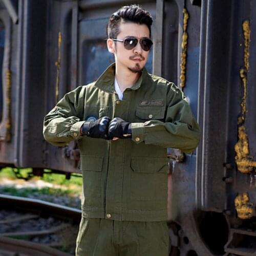 Men Casual Long Sleeve Workwear Suits Wear-Resistant Work Clothes with Pockets Streetwear Suit Set