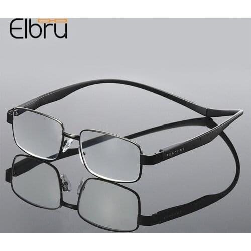 Elbru Fashion Neck Hanging With Magnet Reading Glasses Portable Metal Frame Presbyopic Eyeglasses Women Men Antifatigue Eyewear