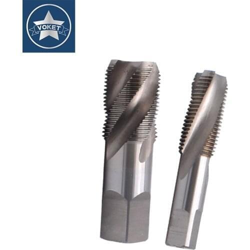 VOKET HSSE Inch taper pipe thread screw tap PT P T 1/8-28 1/4-19 3/8-19 1/2-14 3/4-14 Spiral Fluted Tapered Pipe Taps