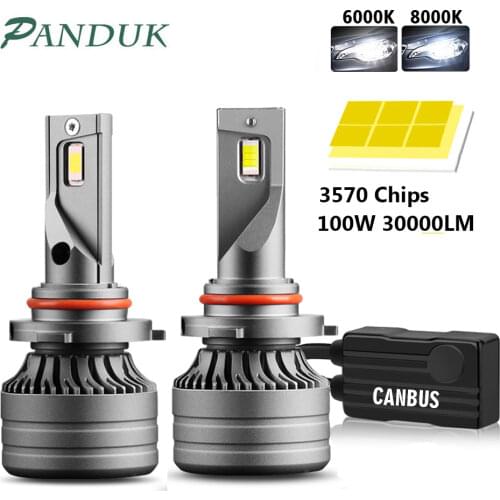 PANDUK 2Pcs H4 LED H7 100W 30000LM Canbus H1 H8 H9 H11 LED 9005 HB3 9006 HB4 Car LED Light Headlight Turbo Fog Lamp 6000K 12V