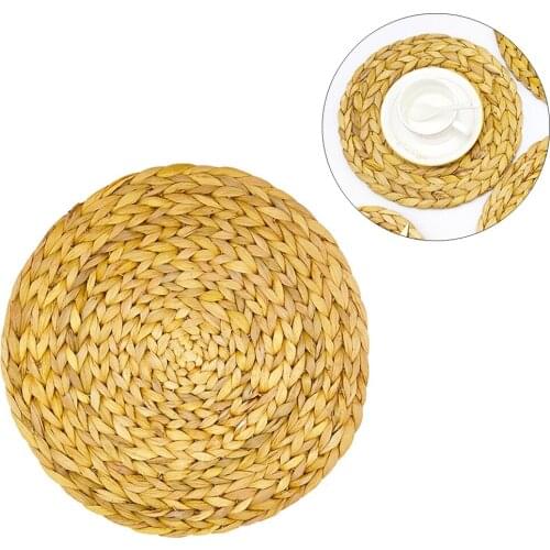 Hand-Woven Cucurbita Handmade Placemats, Weave Round Place Mats Braided Table Mats 20cm