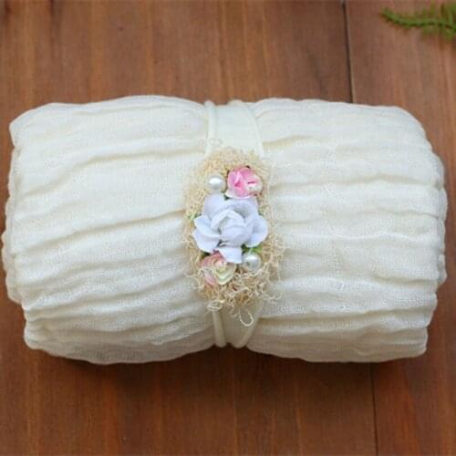 Vintage Baby Girl Headband and Wrap Set Baby Girl Tieback Newborn Swaddle Wrap Infant Swaddle Cocoon Photography Props