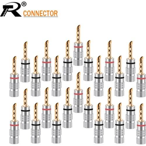 100pcs HIFI Speaker Cable Banana plug 24K Gold Plated Copper BFA 4mm Banana connectors