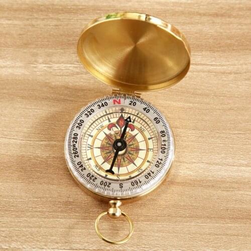 Pure copper clamshell compass compass outdoor multifunctional metal compass with luminous waterproof pocket watch style