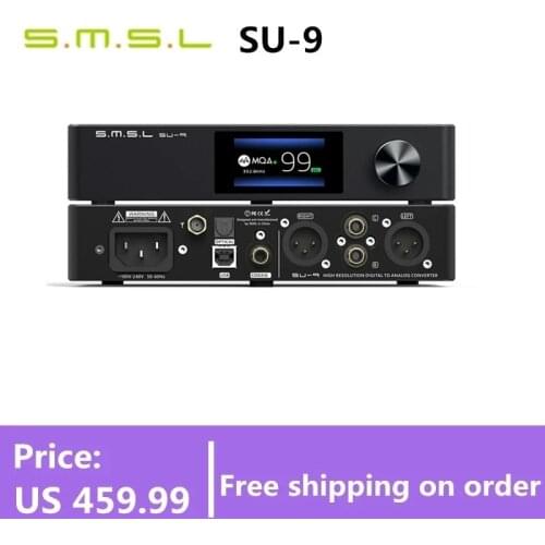 SMSL SU-9 SMSL SH-9 Balanced Decoder MQA Full 5.0 ES9038 DAC 2nd Gen XMOS DSD512 PCM768kHz/32Bit UAT LDAC USB Decoder Bluetooth