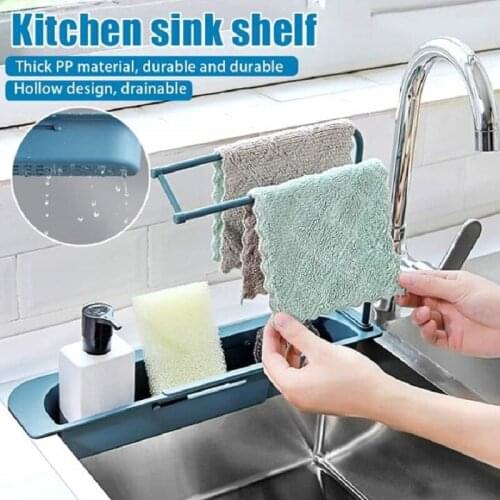 Telescopic Sink Rack Holder Expandable Storage Drain Basket Kitchen Household Adjustment Drain