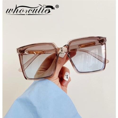 Vintage Inspired Brand Design Square Oversized Sunglasses Women Men Gradient Tea Blue Lens Sun Glasses Big Frame Eyewear S399