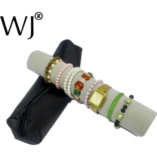 Wearjoe Black PU Leather Watch Bracelet Travel Storage Roll Bag Bangle Overnight Jewelry Carrying Case Organizer Holder Perfect