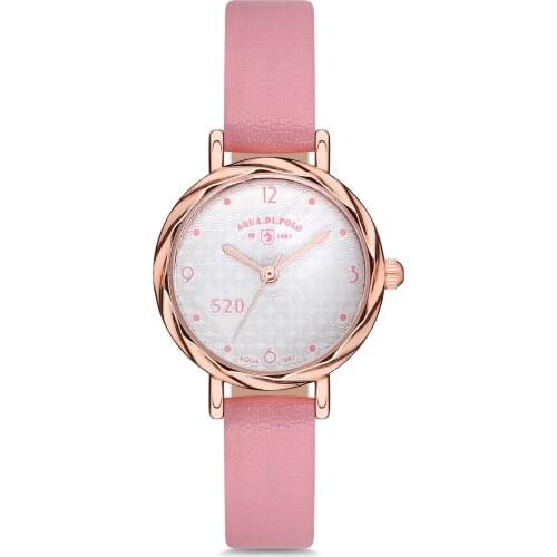 2020 top Brand Luxury Fashion Women 'S Pink Leather Quartz Wristwatches Clock APWA031002 Aqua di Polo 1987