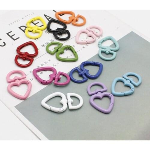 2pcs heart-shaped spring split candy color keychain DIY metal connection accessories