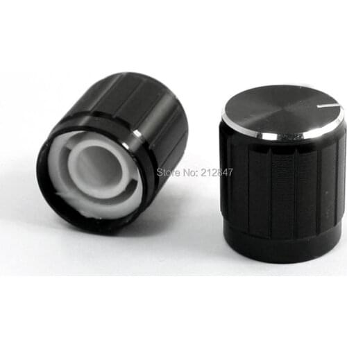 2pcs Nonslip Ribbed Grip Potentiometer Rotary Knobs Caps 6mm Dia. Hole Black