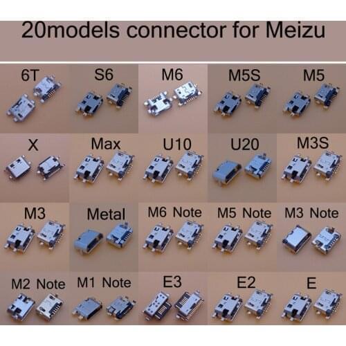 2pcs Micro USB Jack For Meizu 6T S6 M1 M2 M3 M3S M5 M5S M6 Note U10 U20 E E2 E3 Max X Charging Port Connector Socket Plug