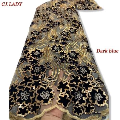 2021 Velvet Lace Fabric for Dresses Latest Nigerian French Tulle Lace with Sequin High Quality African Sequins Lace Fabric A04