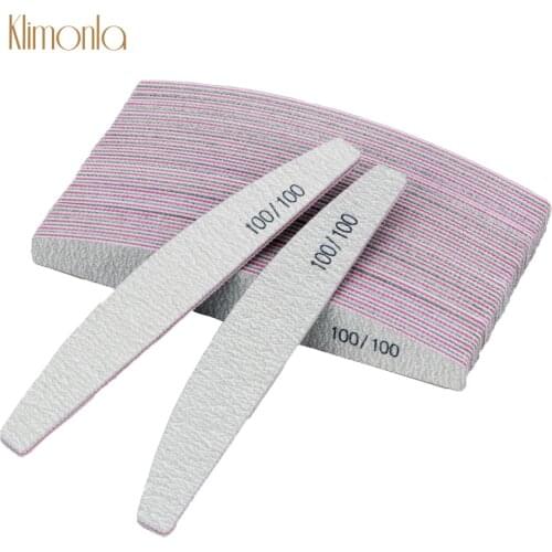 25Pcs/Lot Professional lime a ongle Nail File Buffer 100/100 Grit Sandpaper Gray Crescent Moon Gel Manicure Varnish File Tools