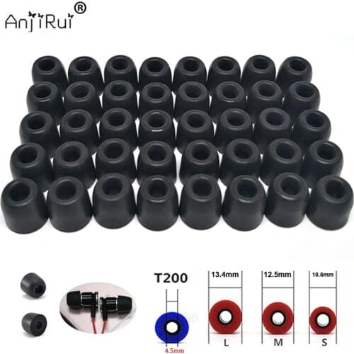 40pcs/20pair ANJIRUI T200 memory foam ear pads (L M S) 4.5mm Caliber insulation foam tips for in-ear headset earphones T200 size