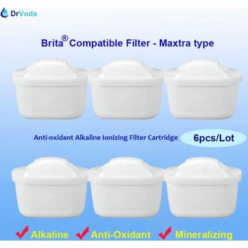 6-Pack Brita Maxtra Flus Filter Cartridges -Mineral Hydro Alkaline Ionizing Filter Purifer for Maxtra Type Water Filter Pitcher