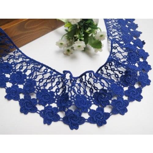 7.2cm Wide New Arrival Blue Cotton Embroidery Lace Trimming Collar Lace Fabric