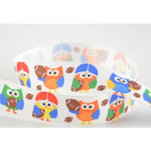 7/8" 22 mm width100% polyester cute owls designs printed grosgrain ribbons for DIY gifts baby clothing decoration