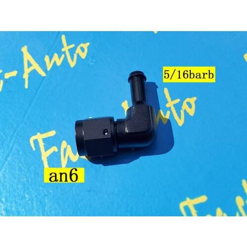 Black 9/16-18unf thread 6AN AN6 AN-6 Female to 5/16" (8mm) 90Degree Barb hose Adapter Fitting